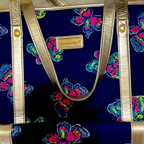 LILLY PULITZER GRAIL SET I'VE GOT BUTTERFLIES TOTE AND SMALL ACCESSORY BAG - Picture 7 of 7